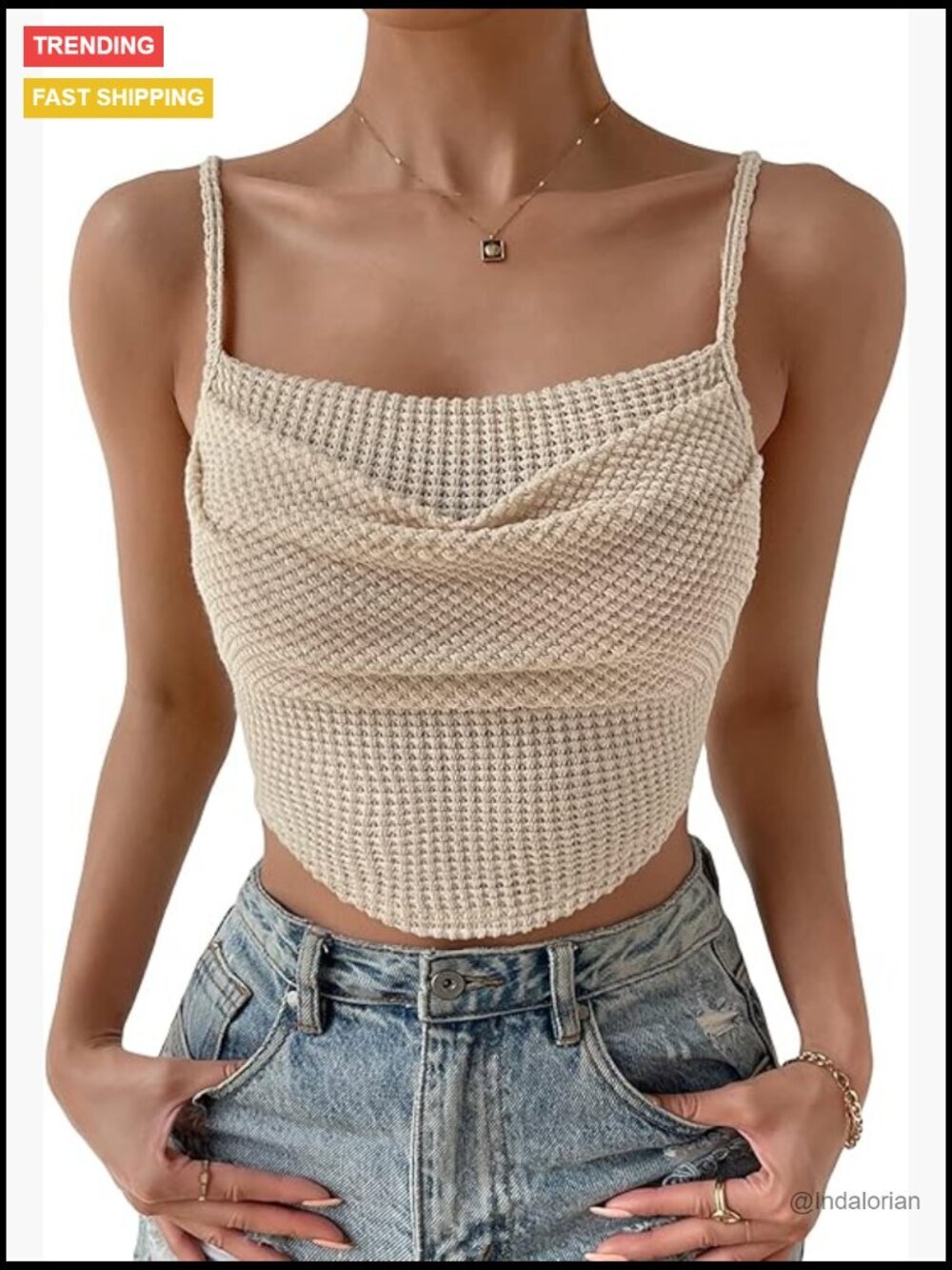 Crochet Hollow Out Square Neck Sleeveless Backless Draped Crop Cami Top